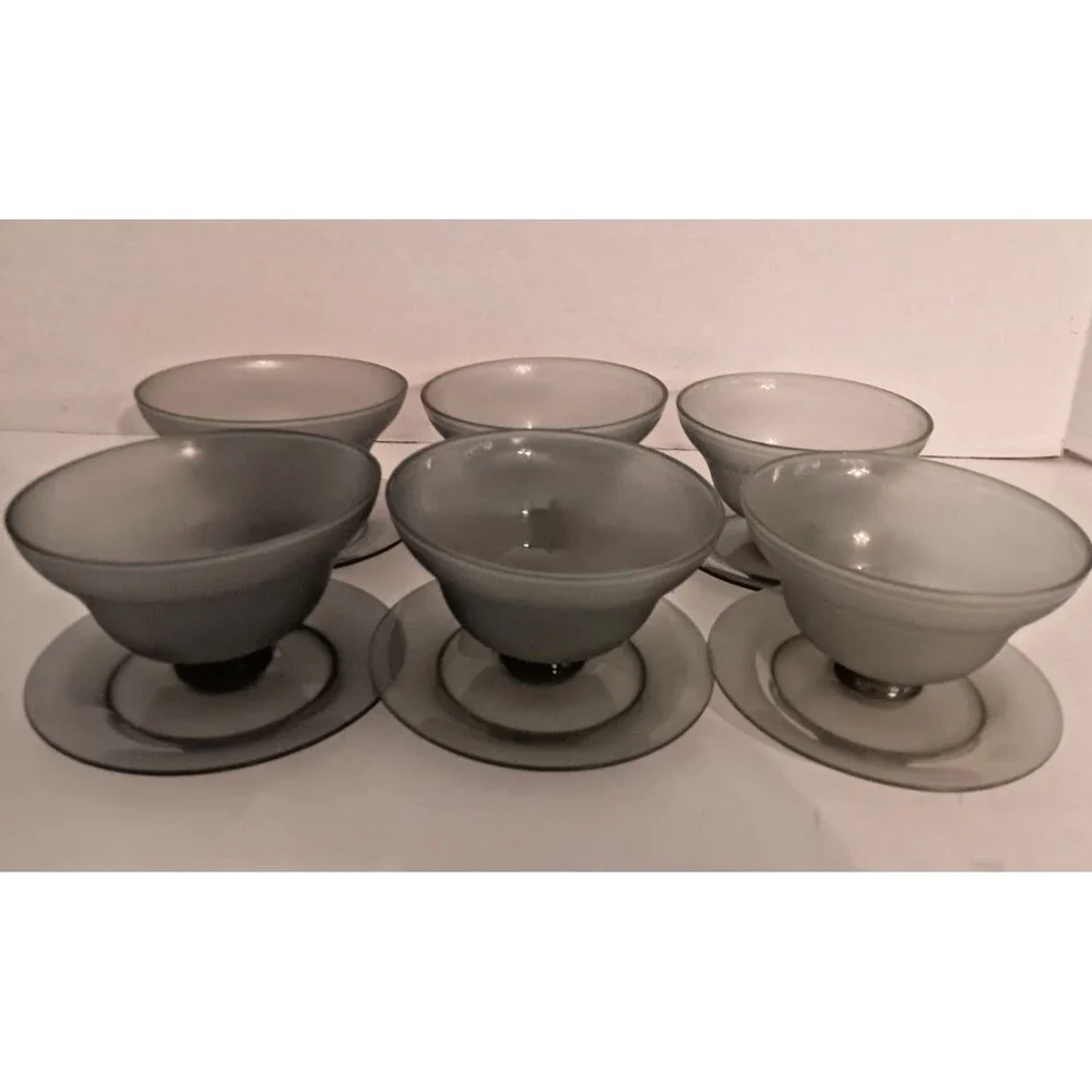 Tupperware Dessert Cups 6 Smoky Gray with Lids #754 VTG GrandmaCore